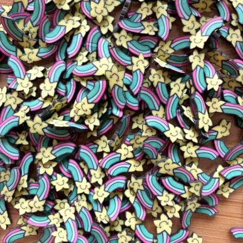 100g Cartoon Rainbow Star Polymer Clay Slices Sprinkles For Slimes Filling Handmade Craft DIY Nail Arts Decoration Scrapbooking