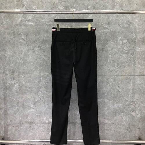 2021 Fashion Brand Pants Men Casual Suit Pants Wool Cotton Black Business Striped Spring And Autumn Formal Trousers ins