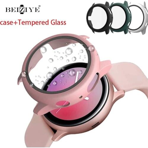 Case+Glass For Samsung Galaxy Watch Active 2 44mm 40mm Tempered Glass Screen Film Protector For Samsung Active 2 Screenprotector