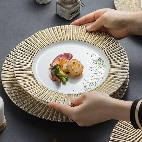 Nordic Home Ceramic Fruit Salad Plate Western Restaurant Anti-scalding Steak Plate Hotel Special Porcelain Round Tableware