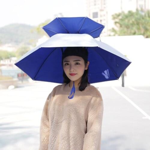 77cm Double Windproof Head Wear Umbrella Hat Outdoor Sunscreen UV Protection Fishing Umbrella Umbrella Hat Wide