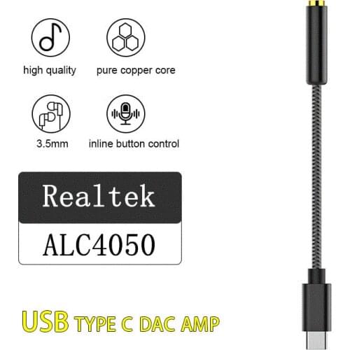 Hi-Res USB DAC Type C To 3.5mm Headphone Jack Hifi Amplifier Adapter For Google Pixel 4 Surface Pro 7 Samsung iPad Pro Windows