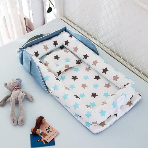 Infant Cotton Cradle Crib Newborn Basket Bassinet Newborn Bed Portable Baby Nest for Boys Girls Travel Cot Cushion Baby Cribs