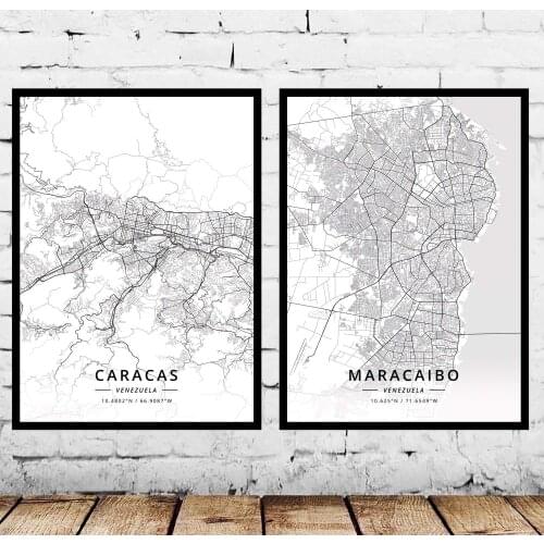 Caracas Maracaibo Venezuela Map Poster