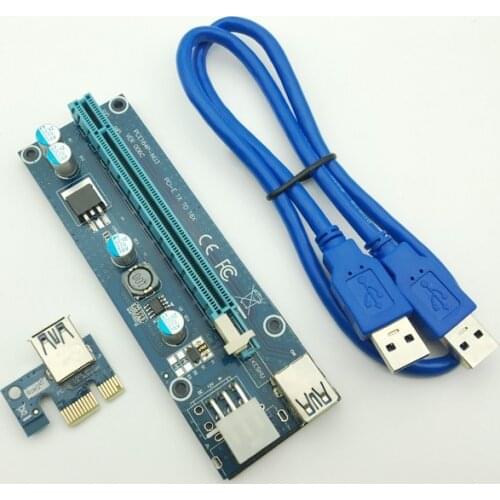 006C PCIe Riser Card PCI-E PCI Express 1x to 16x USB 3.0 Cable Adapter SATA to 6Pin IDE Molex 6 pin for Bitcoin Mining BTC Miner