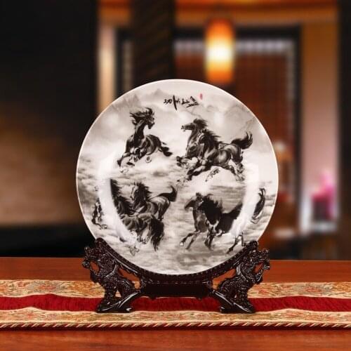 Jingdezhen ceramics glaze decoration decoration crafts a modern ink disk set wholesale