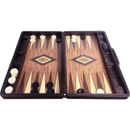 Leather Bag Backgammon Big size table games wooden leather coated pockets backgammon game checkers go backgammon multi game tools