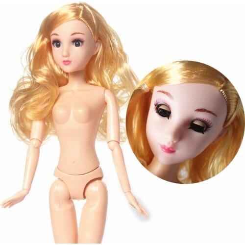 Blink 4D eyes Doll / Real Eyeslash Nude Naked doll / 12 Joint Moveable / Curly Hair Head & Body For 1/6 Fahion Doll Toys Xmas