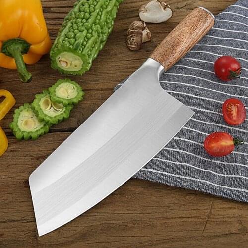 Liangfengzuo Chef Knife Stainless Steel 7" Chinese Kitchen Knives Meat Cleaver Butcher Knife for Fish Vegetables Slicing Knife