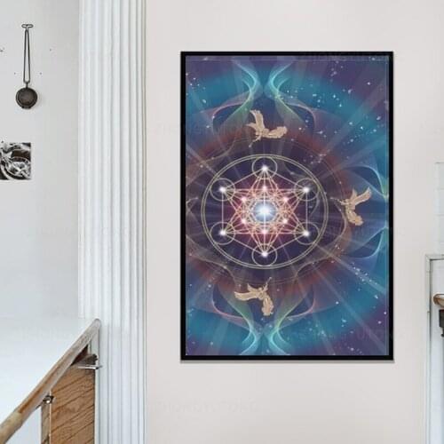Metatron& Cube - Merkabah - Peace and Balance canvas prints Painting On Canvas Posters Prints Cuadros Home Decor Bedroom
