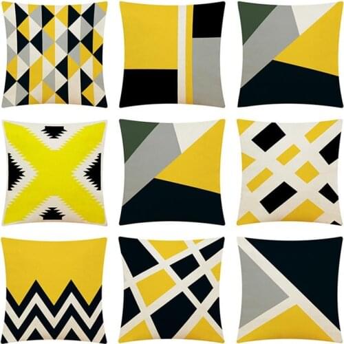 Cushion for Sofa Room Pillow Cover Yellow Geometric Cushion Cover Decorative