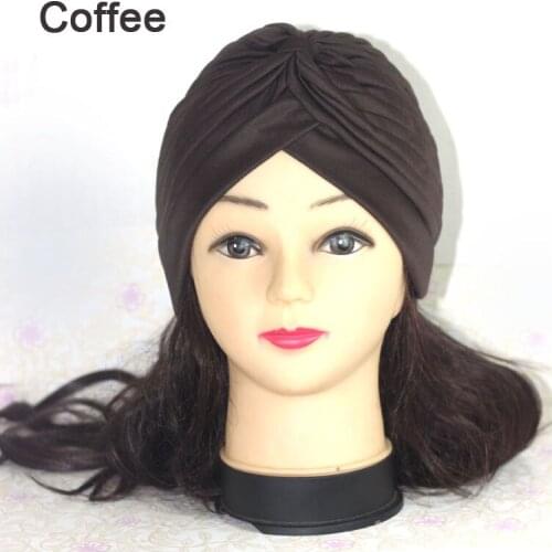 New Solid Muslim Turban Cap Women Elastic Stretchy Beanies Hat Bandanas Big Satin Bonnet Indian Women Holiday Turban 13 Color