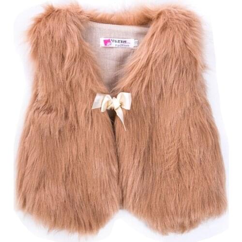 New Toddler Baby Girls Kids Winter Faux Fur Vest Waistcoat Sleeveless Solid Bowknot Belt Warm Coat Outwear Warm Jacket