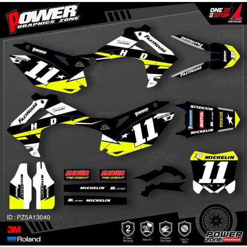 PowerZone Custom Team Graphics Backgrounds Decals 3M Stickers Kit For HONDA 2014-2017 CRF250R 2013-2016 CRF450R 040