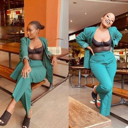 Sexy Women Suits Custom Made V Neck Loose Blazer & Wide Leg Pants Street Shoot Latest Daily Casual Party Jacket 2 Pieces