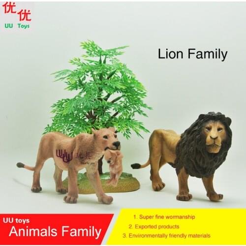 Hot toys: Lion Lioness & Baby Lion family pack Simulation model Animals kids toys children educational props Action Figures