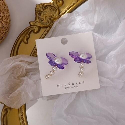 LOVOACC 3 Style Holiday Candy Colors Butterfly Dangle Earring for Women Imitation Pearl Arcylic Earrings Jewelry Pendientes