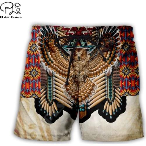 Men Unisex Skull Native indian eagle Wolf 3d Print Deer Hunting Casual Shorts Fashion Summer Quick Dry Board Shorts streetwear 9