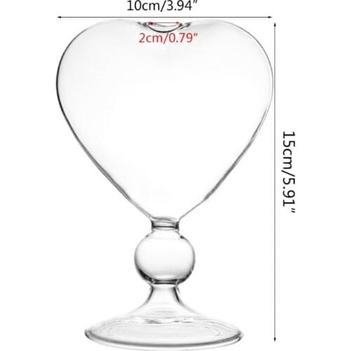 D0AC Heart Shape Glass Flower Pot Desktop Standing Vase Planter Container Home Decoration Wedding Party Decor