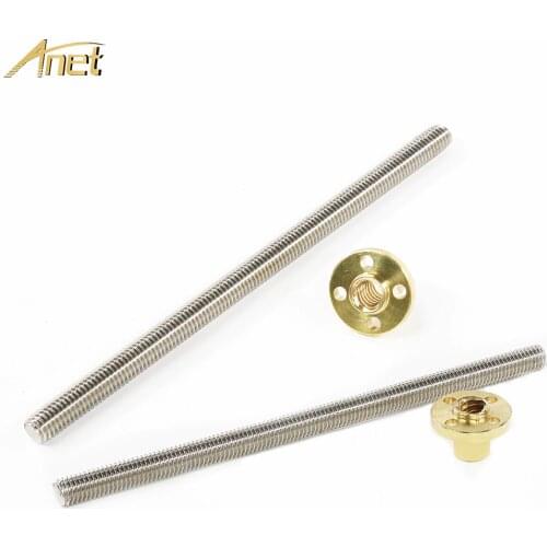 Anet 3d printer parts linear T-shaped screw with Copper brass nut for 3D Printers Lead screw Part 345mm 318mm optional