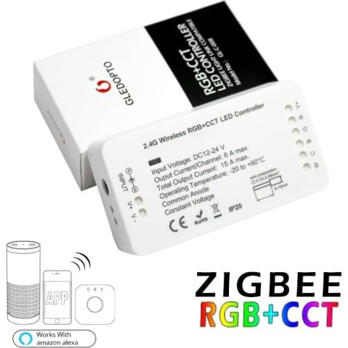 Gledopto Zigbee 3.0 2ID / 1ID Smart RGBCCT Switch DC12-24V LED Strip Remote Dimmer,Controller Work with Alexa ECHO,Smart Home