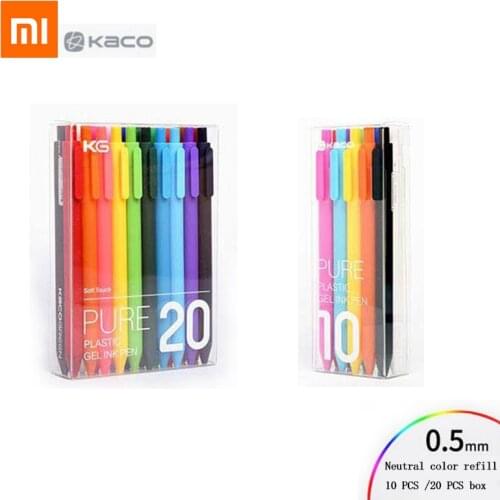 Xiaomi mijia pen KACO pure 0.5mm point 10 color 20 color gel pen soft touch gift box case Colorful sign pen