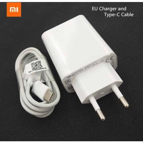 Xiaomi Turbo Charger 27W USB EU Plug Adapter Fast Charging 100CM Type C Cable For Mi 10 10T Pro Note 10 Lite Redmi 10X K30 K30S