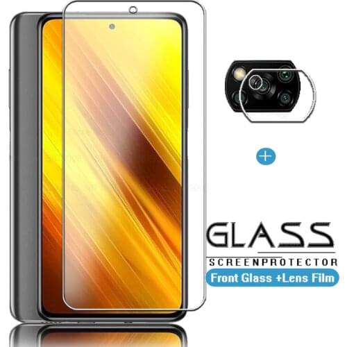 2in1 Screen Protective Glass for Xiaomi Poco X3 NFC Pocophone x3 Tempered Protector Camera Lens Film on Pocox3 X 3 Safety film