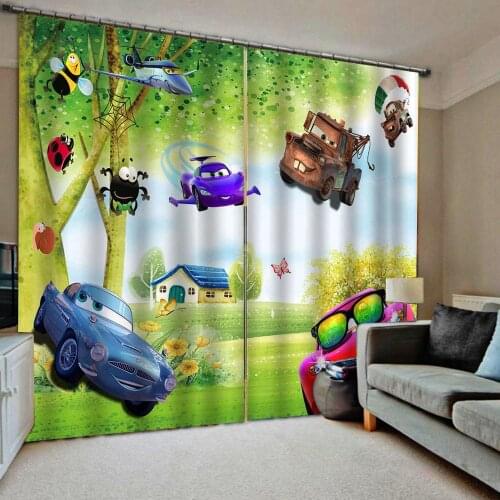 Green curtains cartoon kids curtains Customized size Luxury Blackout 3D Window Curtains For Living Room