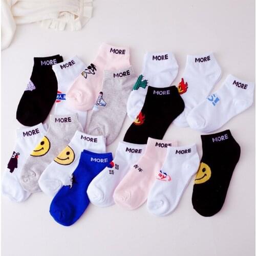 Woman&Men Ankle Socks Harajuku Korea Japanese Cotton Cactus Gun Shark No Show Socks Slipper Summer Newly