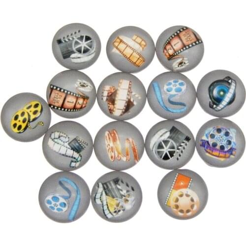 10-50pcs Vintage Movie Music Tapes Film Design Glass Cabochon Demo Mix Round Cameo For Jewelry Craft Making Findings 8-30mm