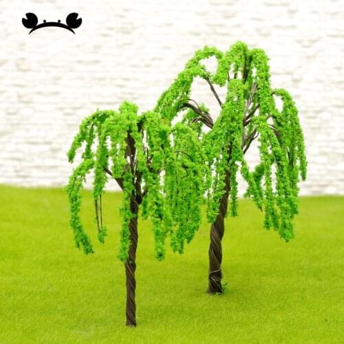 10Pcs/lot Iron Wire Tree Willow 1/100 HO Scale Green Model Trees Train Railroad Diorama Wargame Park Scenery