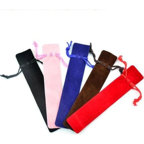 100pcs/lot Velvet Pen Pouch Holder Single Gift Pencil Bag wholesale Pen Case With Rope Office & School Supplies G003