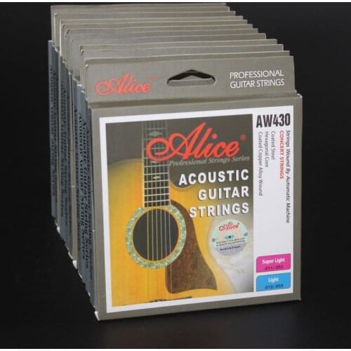 12 Set Alice AW430 Hexagonal Core Coated Copper Alloy Wound Nickel Ball-End Acoustic Guitar Strings