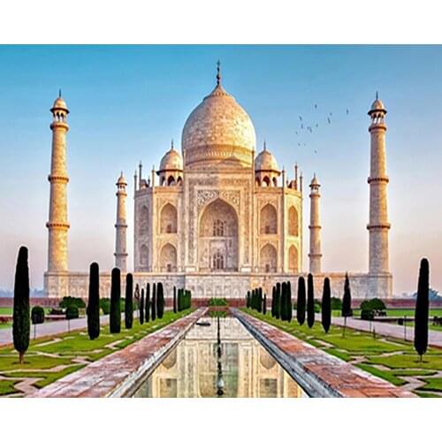 MM 14/16/18/28 CROSS STITCH Full Round Drill 5D DIY Diamond Painting " Scenic Chapel Castle " 3D Embroidery Cross Stitch