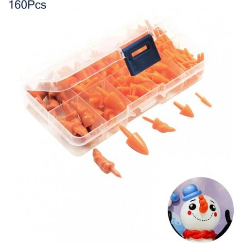 160pcs/Lot 3x16mm/8x16mm/10x28mm/8x20mm/8x33mm Plastic Snowman Toy Nose No Washer For DIY Handcraft Findings in Box