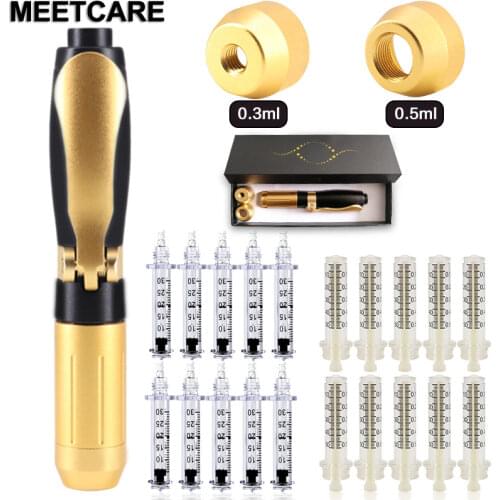 2 in1 Meso Injection Gun Hyaluron Pen 0.3ml&0.5ml Head Gold Hyaluronic Acid Pen Meso Gun Nebulizer Lip Injection Anti Wrinkle