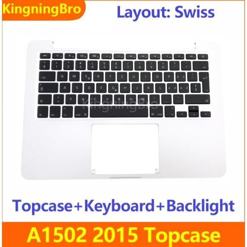 New Topcase with Swiss Keyboard Backlit For Macbook Pro Retina 13" A1502 Palmrest Top Case Early 2015 EMC 2835
