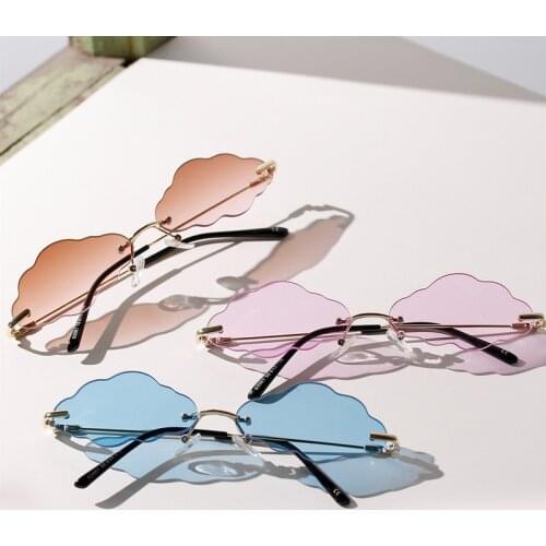 2020 Fashion Rimless Cloud Sunglasses Vintage Steampunk Rectangle Sunglasses Womens Mens Candy Color Metal Frame Punk Eyewear