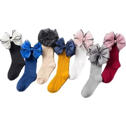 2021 Beauty Bow Girl Lace Socks Autumn Winter Cotton Princess Socks for Girls Fashion Newborn Baby Long Socks