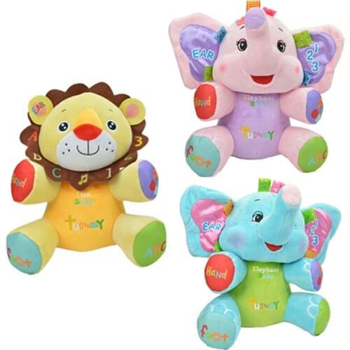 28cm Baby Bilingual learning Music Toys Infant Kids Cute Animal 11 Songs Early Education Stuffed Plush Toys Mobile Phone Straps