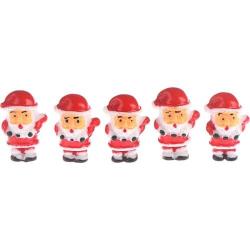 5Pcs/lot Lovely Mini Christmas Model Decoration Figure Toy Santa Claus Snowman DIY Resin Craft Small Ornaments