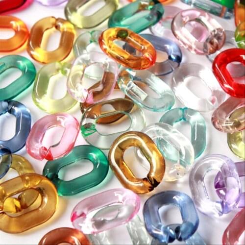 70pcs Mixed Color Acrylic Oval Chunky Chain Links,Open Plastic Necklace Chain Links,Size 24mmx18mm SV050