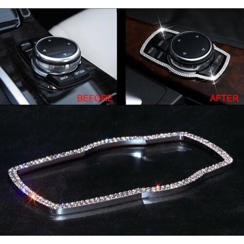 Diamond Decoration Multimedia Knob Buttons Frame Cover Sticker For BMW 3 4 5 7 Series X1 X3 X4 X5 X6 E81 E87 F20 F25 F07 F30 F31