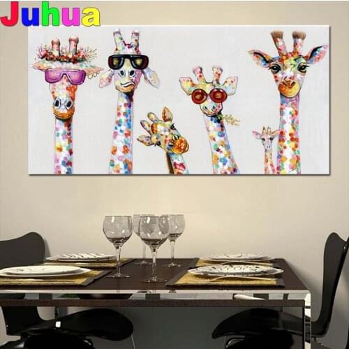 Giraffe Family Abstract Animal 5d picture diamond Painting Full Square/Round mosaic wall sticker Funny cartoon cross Stitch