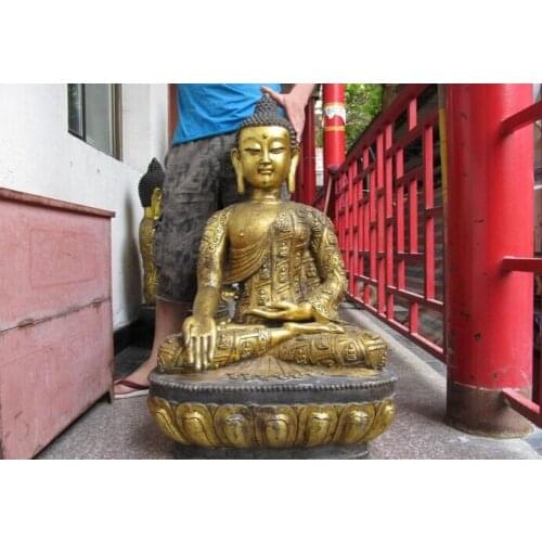 Fast shipping USPS to USA S2960 38" Tibet Buddhism fane Bronze Gild Tathagata Sakyamuni Amitabha Buddha Statue