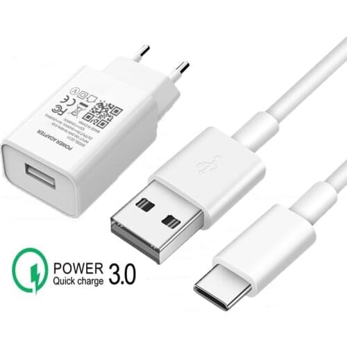 9V 2A USB Charger Fast Mobile Phone Adapter QC 3.0 For Huawei Samsung S20 FE S21 Note 20 Ultra S10 S9 S8 Plus USB Type-c Cable