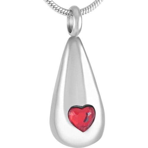 IJD9395 Heart Crystal Tear Bar Memorial Ash Necklace Stainless Steel Keepsake Urn Pendant Necklace Funeral Charm DIY Jewelry