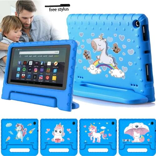 Tablet Case for Amazon Fire 7/Fire HD 8/Fire HD 8 Plus EVA Kids Safe Shockproof Foam Stand Tablet Cover case + free stylus