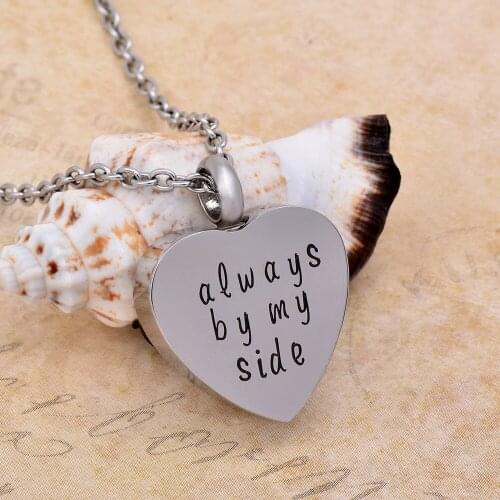 CMJ9774 Always By My Side Engraved Statement Jewelry Memorial Urn Necklace for Ashes Cremation Urns Keepsake